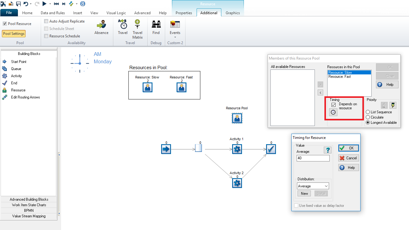 Segregating results by resource chosen from pool 1